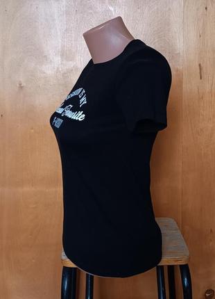 Р 6 / 40-42 актуальная базовая черная футболка с коротким рукавом хлопок трикотаж tally weijl basic4 фото