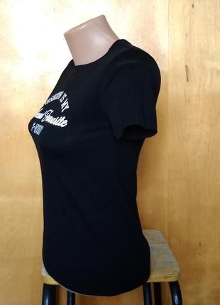 Р 6 / 40-42 актуальная базовая черная футболка с коротким рукавом хлопок трикотаж tally weijl basic7 фото