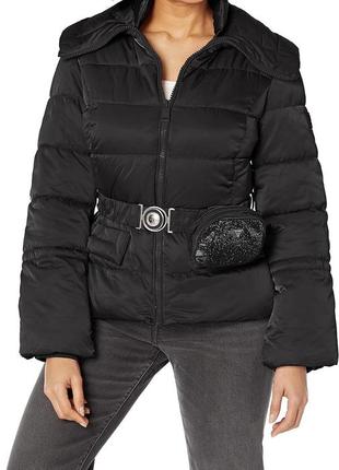 Жіноча стьобана куртка guess з поясом7 фото