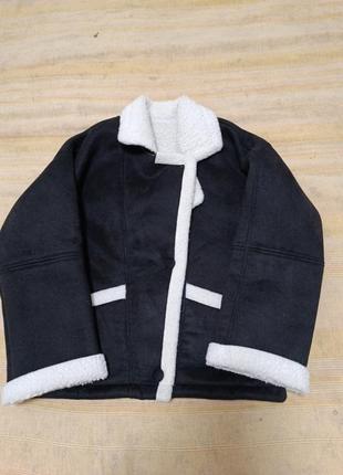 Невероятная черная замшевая дубленка