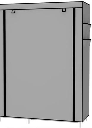 Складна тканинна шафа-органайзер на 2 секції для одягу та взуття storage wardrobe 68110 сірий2 фото
