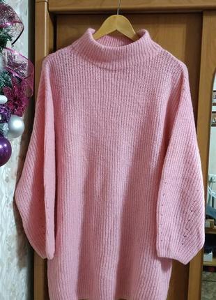 Теплый удлиненный свитер свитерок/платье7 фото