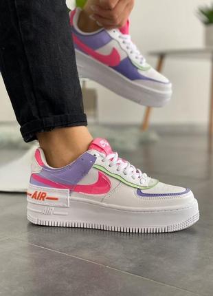 Кросівки nike air force 1 "shadow" double swoosh sail pink purple кроссовки1 фото