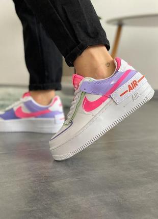 Кросівки nike air force 1 "shadow" double swoosh sail pink purple кроссовки5 фото