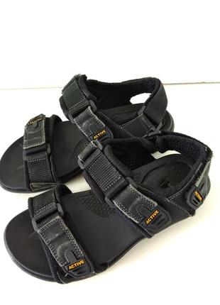 Р 35 устілка 22,5 см дитячі чорні сандалі босоніжки на липучках на хлопчика