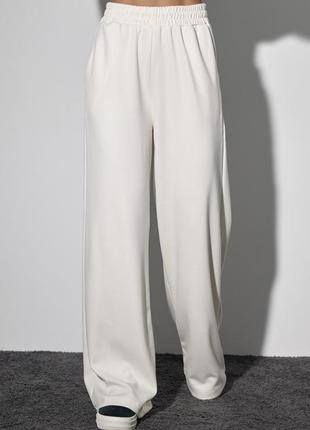 Брюки штани палаццо кльош прямі трикотажні кюлоти в рубчик вязані стильні тренд базові зара zara6 фото