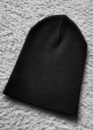 Шапка бини двойная теплая зимняя шапка бини базовая серая шапка1 фото