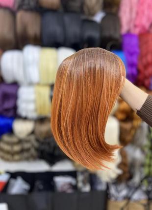 Парик каре рыжий с омбре с удлиненной челкой