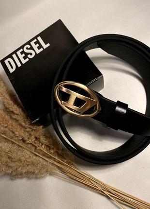 Ремінь стилю diesel дізель шкіряний,3см гладкий україна з шкіри + коробка, тренд 2023 ремінь чоловічий