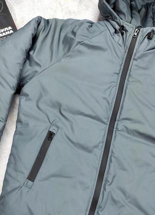 Серая мужская куртка зимняя с капюшоном топ качество4 фото