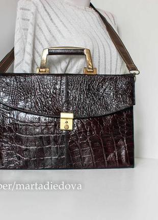 Вінтажний шкіряний портфель сумка портмоне, справжня шкіра крокодила, оригінал,унісекс6 фото