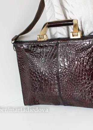 Вінтажний шкіряний портфель сумка портмоне, справжня шкіра крокодила, оригінал,унісекс5 фото