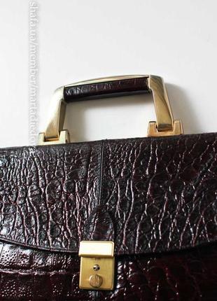 Винтажный кожаный портфель сумка портмоне, настоящая кожа крокодила, оригинал,унисекс9 фото