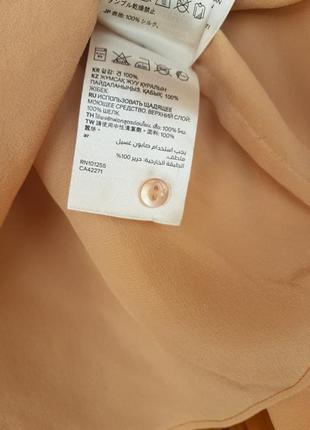 Пудровая шелковая блуза h&amp;m с оборками. 100% шовк!4 фото