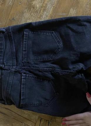 Скинни zara xs базовые черные джинсы скинни на высокой посадке с высокой посадкой с разрезами на коленях с дырками джинсовые штаны скини6 фото