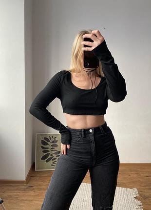 Черный укороченный лонг shein