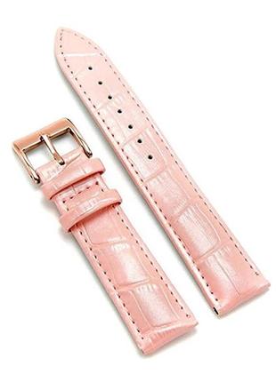 Ремінець шкіряний для годинника 20 мм рожевий, пряжка - рожеве золото2 фото