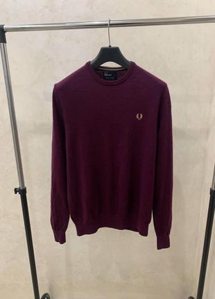 Свитер джемпер fred perry свитшот шерстяной бордовый