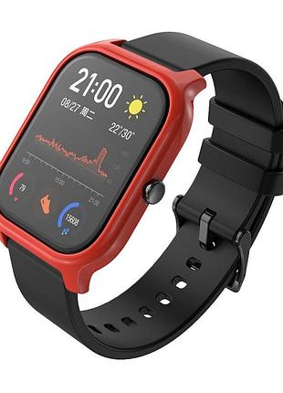 Amazfit gts комплект для смарт годинника (ремінець і бампер), black-red5 фото
