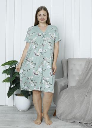 Віскозна жіноча сорочка, батал - квітковий принт1 фото