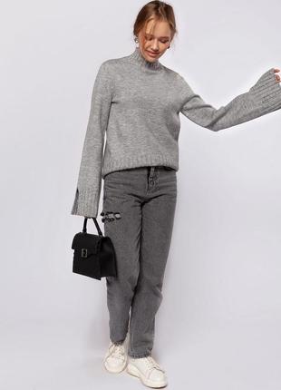 Женский вязаный свитер серый &lt;unk&gt; 758032 фото