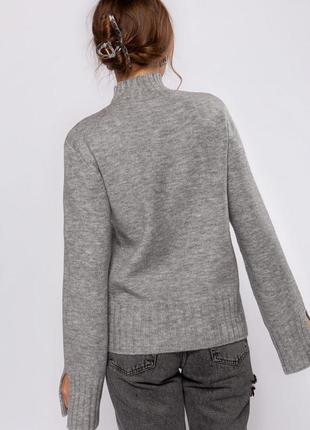 Женский вязаный свитер серый &lt;unk&gt; 758034 фото