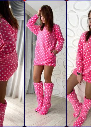 🍓  домашний комплект, пижама  «шиншила» туника и угги 2 цвета 2012ва 🍓