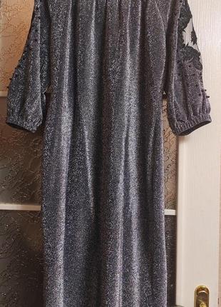 Серебряное платье с люрексом 48р5 фото