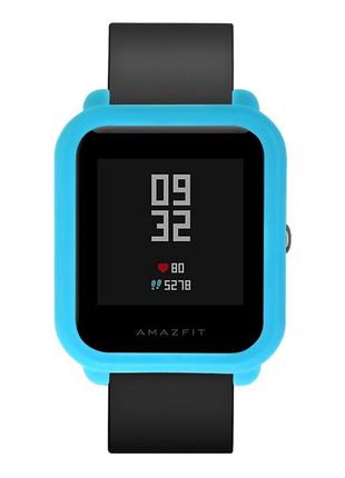 Защитный чехол для смарт часов amazfit bip / bip lite / bip s голубой2 фото