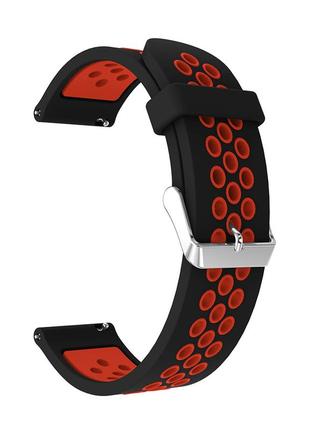 Ремінець для годинника 22 мм nike design чорний з червоним1 фото