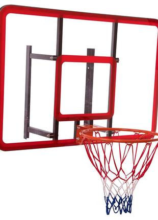 Щит баскетбольный с кольцом и сеткой s008  красный (57508500)