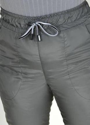 Жіночі теплі спортивні штани брюки плащівка 875/0066 на флісі джогери (44-46, 48-50, 52-54, 56-58 розміри)7 фото