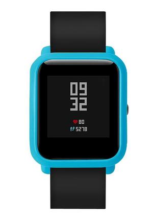 Захисний бампер для смарт годинника amazfit bip / bip lite блакитний4 фото