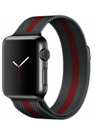 Ремешок для часов milanese loop steel bracelet apple watch, 38-40 мм. black-red