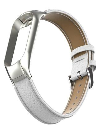 Ремешок для фитнес браслета steel-leather design bracelet for xiaomi mi band 3 classic white2 фото