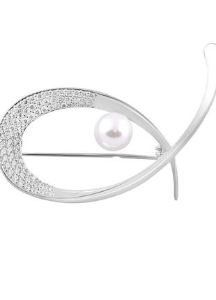 Срібна брошка з натуральними перлами (2109686)