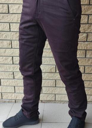 Теплые зимние мужские джинсы, брюки на флисе стрейчевые fangsida, турция4 фото