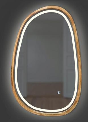 Дзеркало асиметричне з led-підсвіткою та сенсором luxury wood dali 50х80 см дуб натуральний