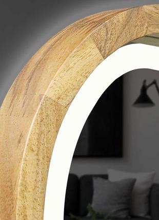 Дзеркало квадратне з led-підсвіткою та сенсором luxury wood balance 45х45 см ясен натуральний4 фото