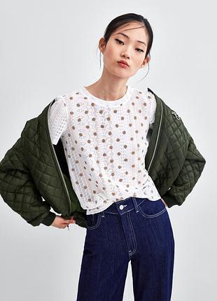 Zara футболка м ажурна біла