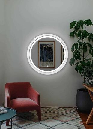 Дзеркало кругле з led-підсвіткою та сенсором luxury wood perfection 50х50 см ясен сніжно-білий3 фото