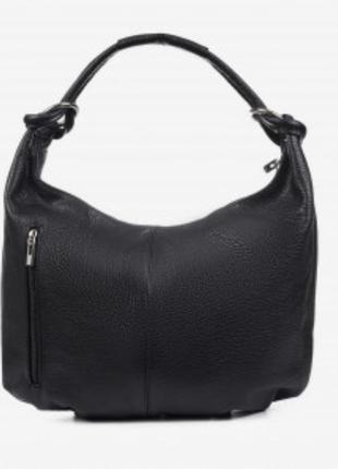 Сумка шкіряна жіноча м’яка італійська сумка натуральна шкіра чорна сумка жіноча на плече