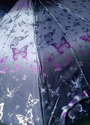 Зонт сверкающий атлас женский полуавтомат на 10 карбоновых спиц.цвет-серый.4 фото