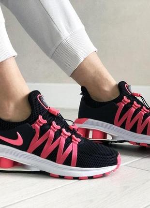 Жіночі кросівки nike shox gravity чорні з рожевим / smb ✔️