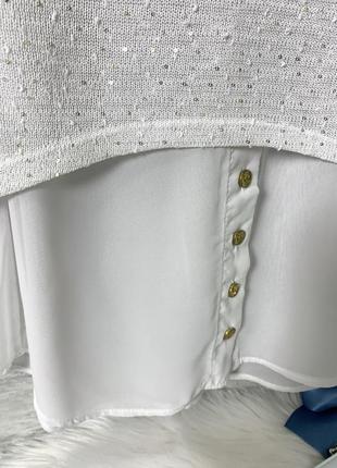 Белая блуза кофта с пайетками3 фото