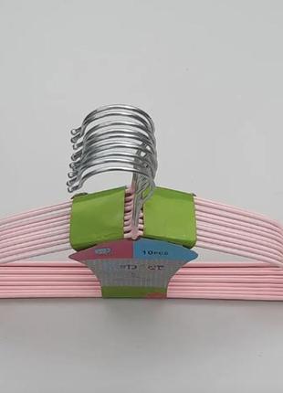 Тремпеля, вешалка для одежды с силиконовым покрытием 50 шт розовые9 фото