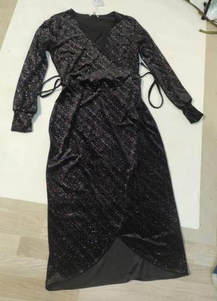 Нова розкішна блискуча оксамитова сукня міді на запах warehouse7 фото