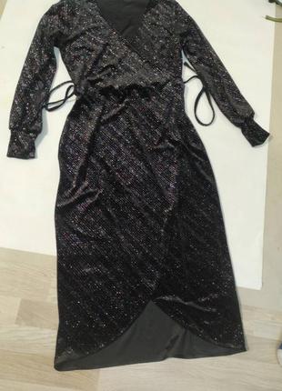 Нова розкішна блискуча оксамитова сукня міді на запах warehouse6 фото