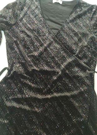 Новое роскошное блестящее бархатное платье миди на запах warehouse8 фото