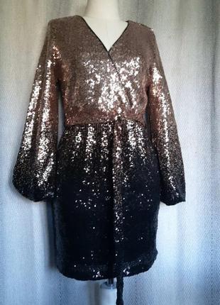 Женское шикарное новогоднее платье, блестящее нарядное платье в пайетку.